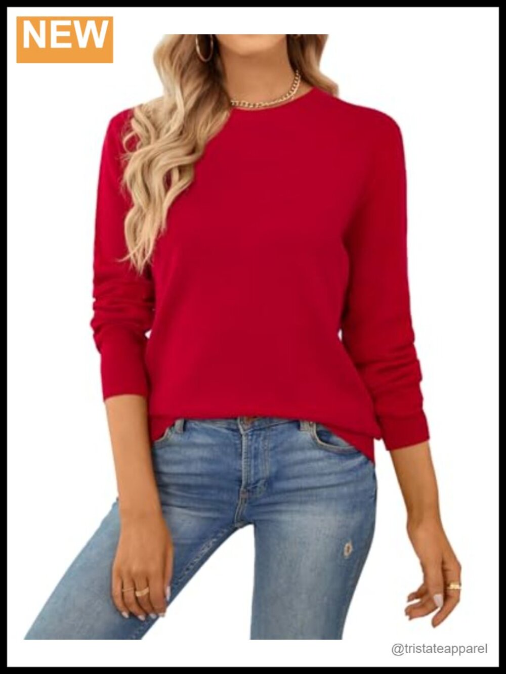 100% Cotton Lightweight Long Sleeve Pullover Crewneck Sweater